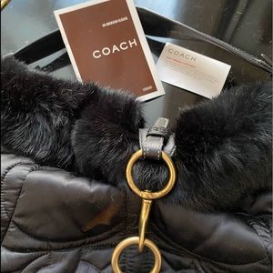 Coach Black Fur and Satin Ski Hobo Bag